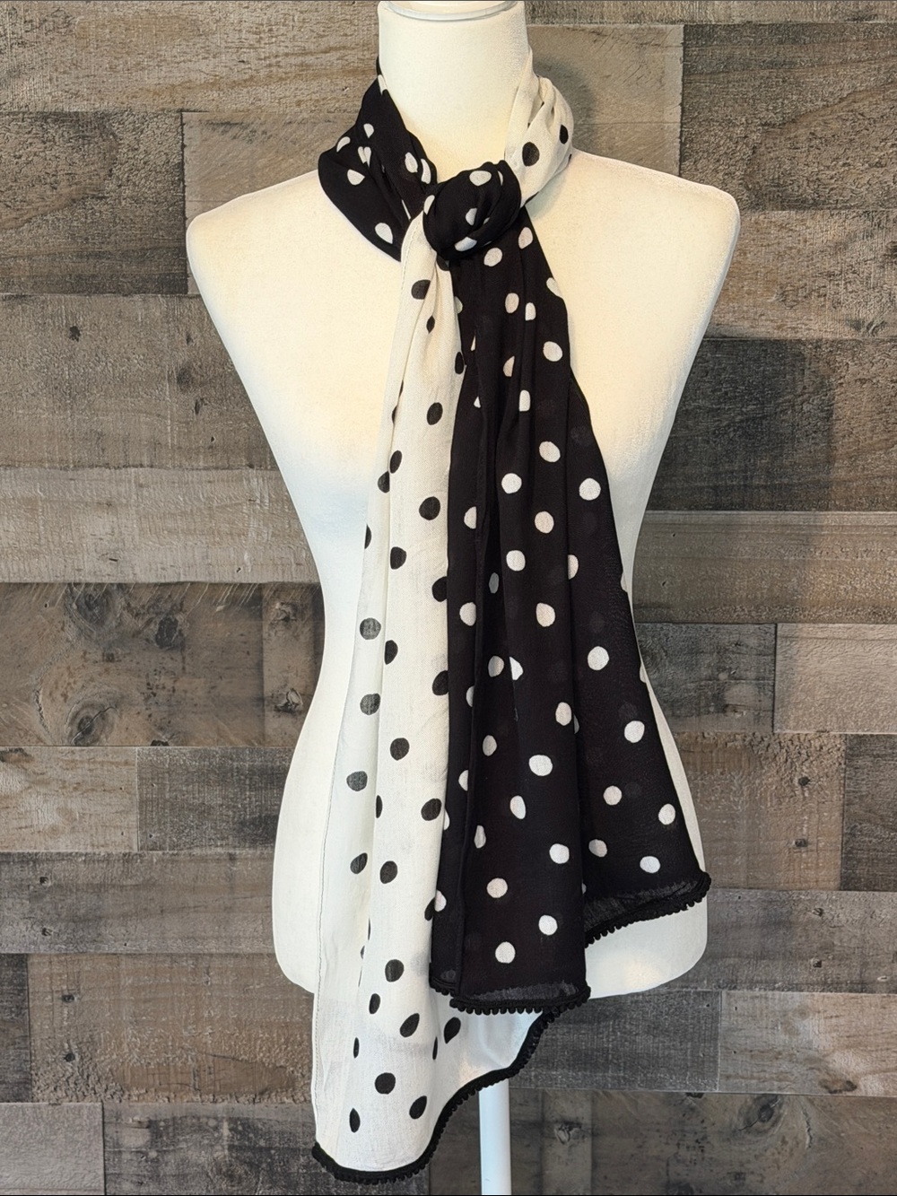 Black and White polka dot scarf
